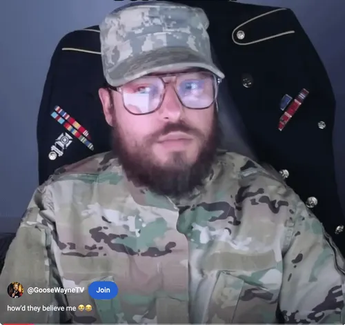 Goose Wayne in character
